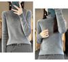 Women's High Neck Slim Striped Turtleneck Knitwear Sweater - Soft and Fluffy Long Sleeve for Autumn and Winter.