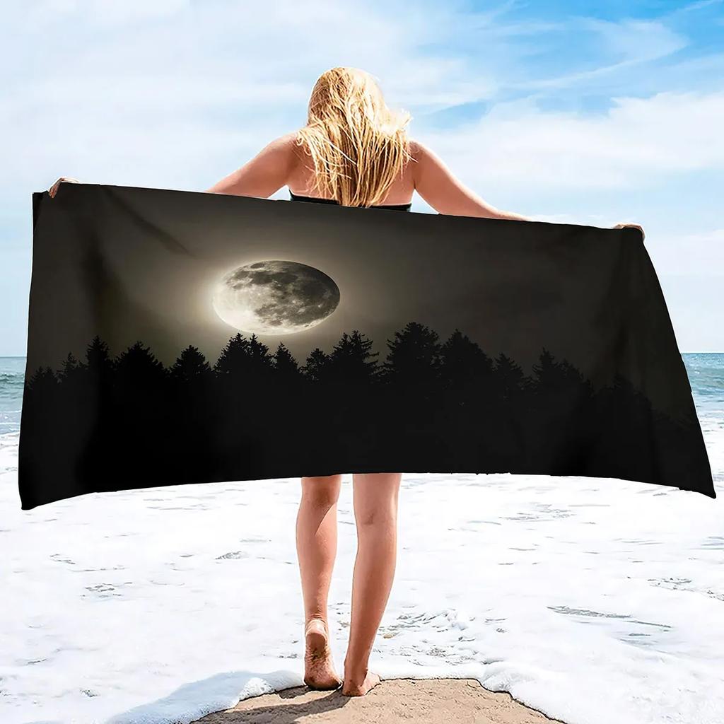 Adults Oversized Sand Free Beach Towel Forest Night Quick Dry Beach Towel Mens Microfiber Lightweight Travel Beach Towel