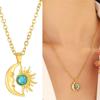 Vielseitige Halskette mit Opal-Einlegearbeit Sonne Mond Anhänger Zarte Schlüsselbeinkette Modischer Sonne Mond Hals Schmuck Ornament