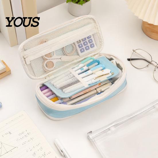 High-quality PP Pencil Box Multifunctional Case, Large Capacity Adjustable Bag, Retractable Stationery Storage Case and Organizer, Macaron Colors