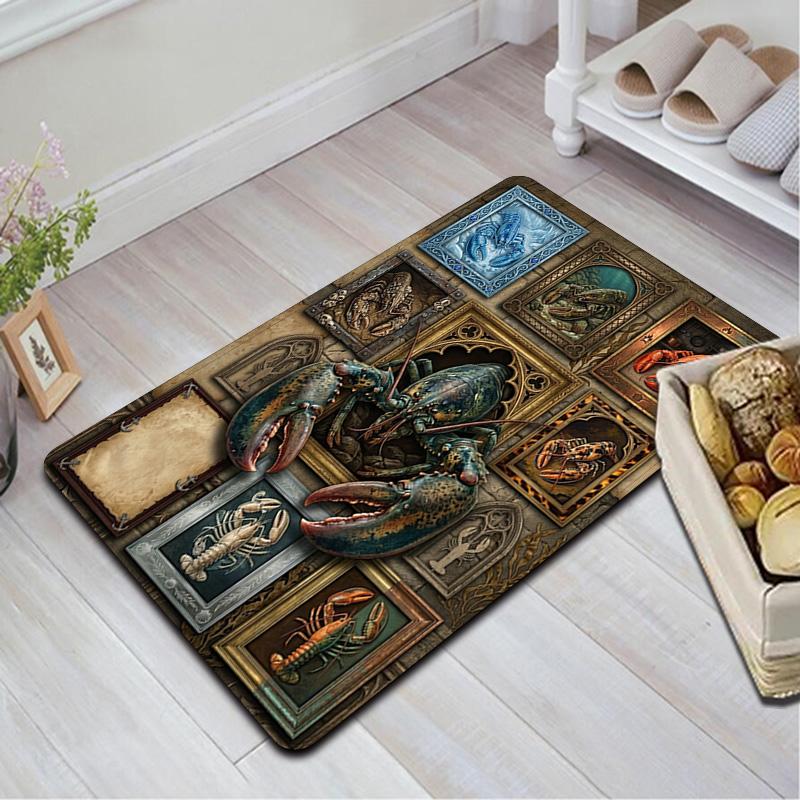 Lobster Art Collection Pattern Rug Floor Mat for Living Room or Bedroom Soft and Comfortable Carpet a Gift for Birthday and Holiday.