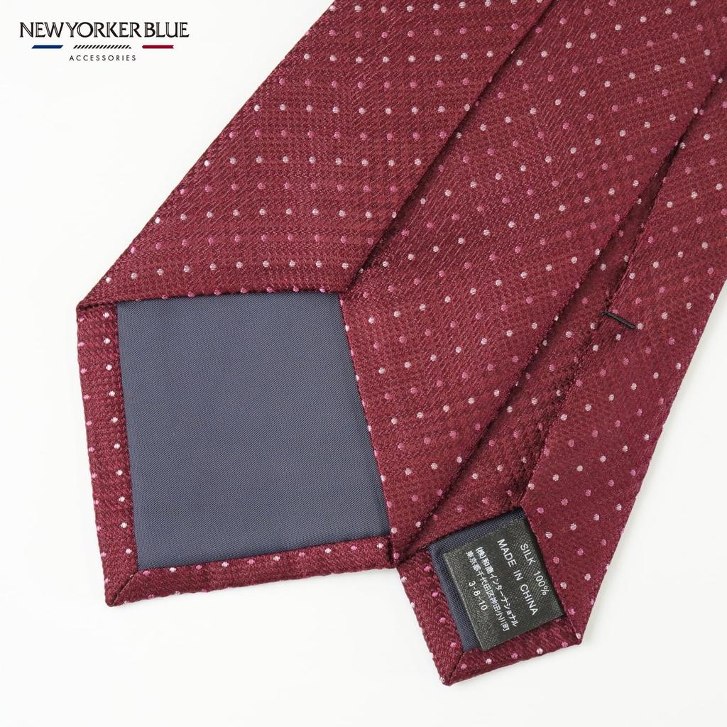 [New Yorker Blue] Polka Dot Tie NB922516 Red, One Size Fits All, Business Suit Style, Gift