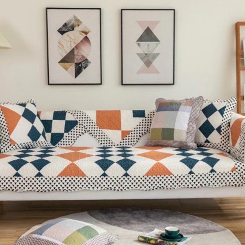 Universal Twill Washed Cotton Curved Edge Sofa Cushion In All Seasons, Machine Washable Non-Slip Fashionable Sofa Cushion Sofa Cover