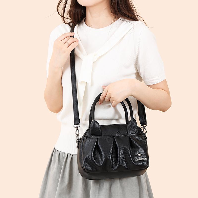 Elegant Leather Tote Bag for Women Casual Shoulder Crossbody Handbag with Top Handle
