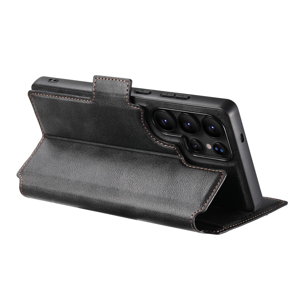 SUTENI Q-07 For Samsung Galaxy S25 Ultra Case Magnetic Color Splicing Cowhide Texture Leather Cover