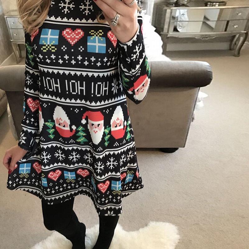 Women's Dress Reindeer Elk Snowman Christmas Tree Printed Party Dress Skirt With Premium Comfort And Stylish Holiday Charm