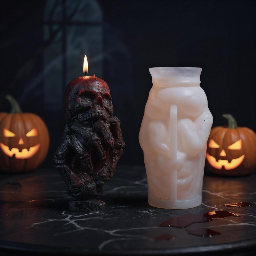 Halloween 3D Skull Silicone Candle Mold Rose Skull Halloween Candle Casting Mold Aromatherapy Silicone Candle Casting Mold