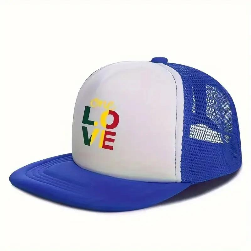 Unisex hip-hop baseball cap | adjustable mesh flat top cap | letter printed street style | breathable patchwork casual cap