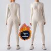 Winter Warm Fleece Tight Jumpsuit Yoga Fitness Dance Cycling Jumpsuit Zipper Tight Jumpsuit Pilates Sports Warm Training Jumpsuit