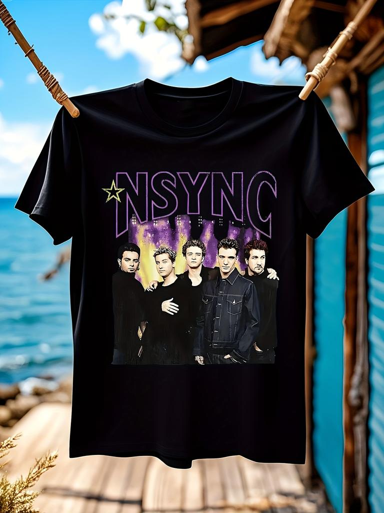 NSYNC Vintage Black Tshirt for MenSoft Cotton Short Sleev...