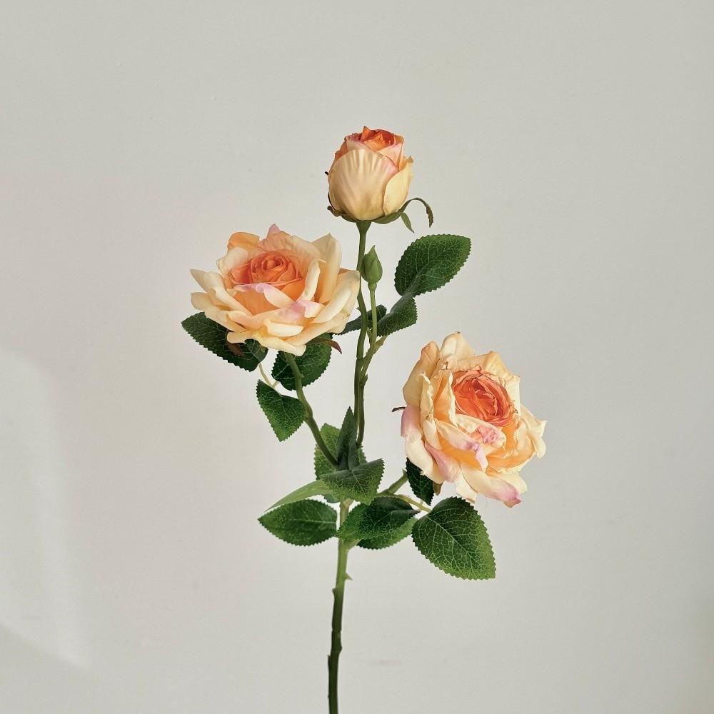 Burnt Edge Rose Artificial Rose Branch 3 Heads Fake Bouquet New Fake Peony  Wedding