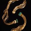 Light Luxury European American Fashion Retro Style Elegant Gold Chain Inlaid Turquoise High-End Short Necklace Bracelet Set