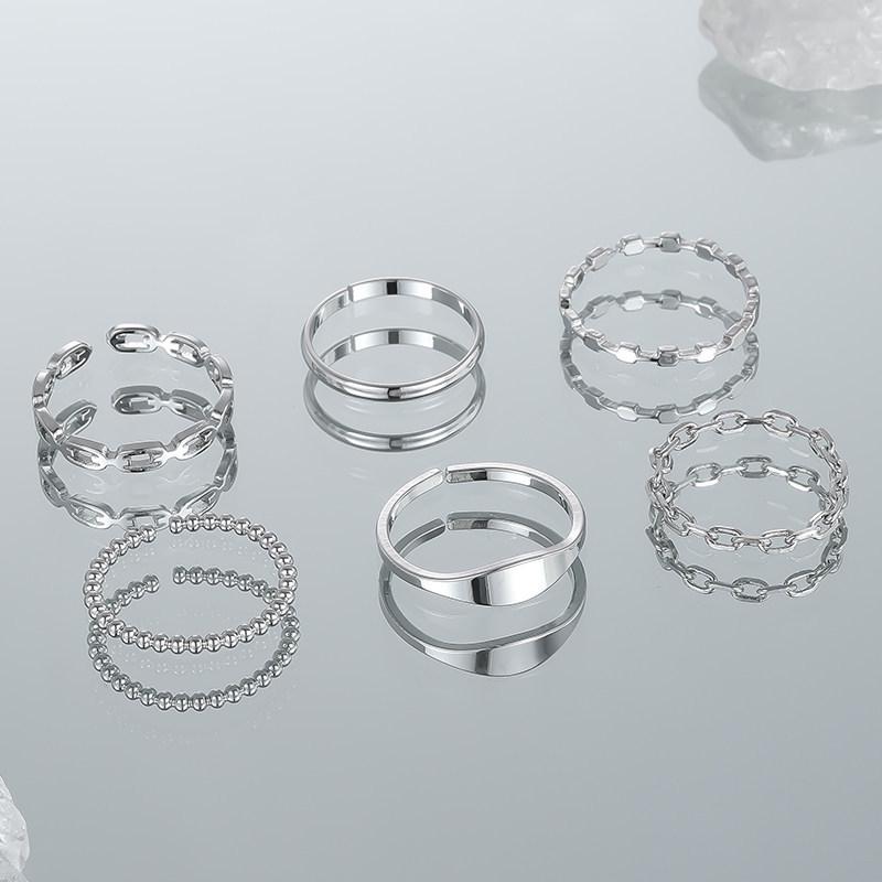 Six-Piece Adjustable Fashion Ring Set for Women – Personalized Index Finger Bands with a Light Luxury, High-End Feel