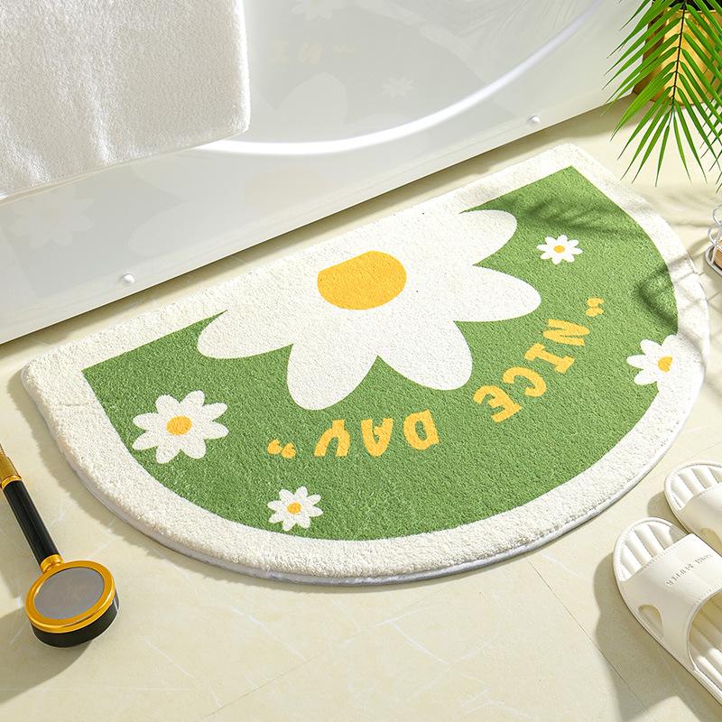 Ins Simple Bath Mats Small Fresh Flowers Floor Rug Home Entrance Carpet Bedroom Toilet Bathroom Door Absorbent Non-Slip Foot Pad