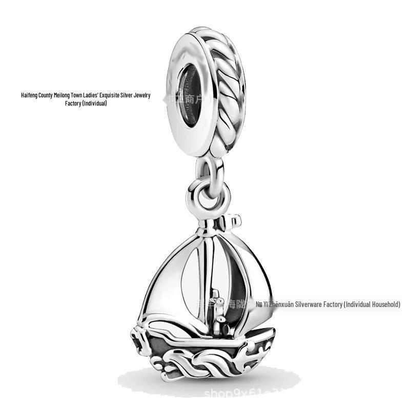 Sterling Silver Bead Bracelet with Paris Cathedral and Tower Castle DIY Accessories 925 Sterling Silver