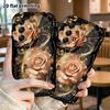 Phone Case: 2D Flat Samsung Galaxy A34 A35 S20 S22 S21 FE Plus Ultra Protective Case, Black Gold Champagne Rose, Christmas Halloween Gift