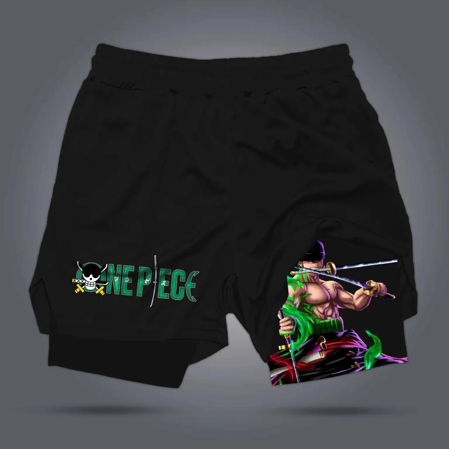 Muay Thai Kickboxing Boxing MMA Pirate Onepiece Luffy Zoro Straw Hat Cartoon Japan Shorts Unisex Workout Quick Dry Print Elastic Waist Training