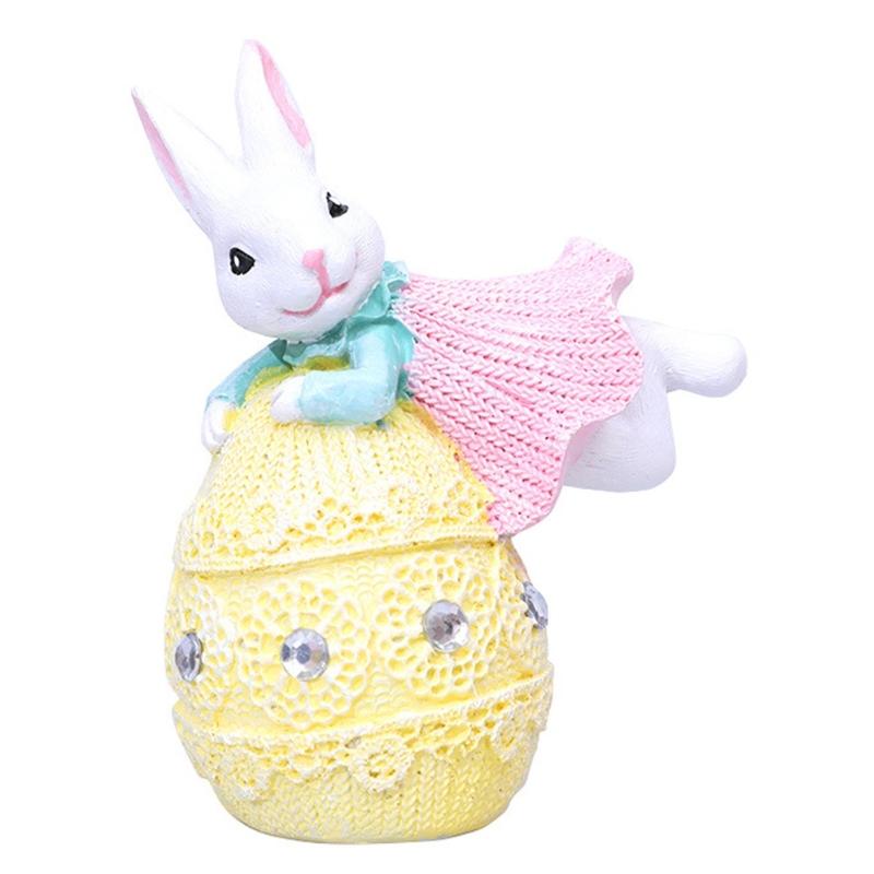 Hand Paint Resin Rabbit Figurine Desk Decoration With Unique Eggs Designs Rabbit Statues For Home Or Offices Space
