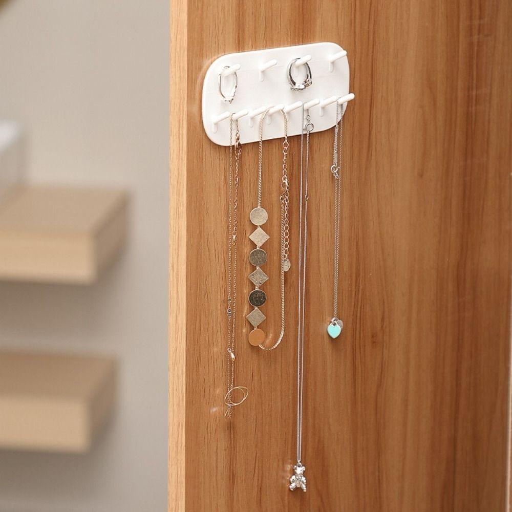 2Pcs Wall Mounted Hedgehog Jewelry Hook Dual Layer Sticky Hook  Necklace Chains Storage