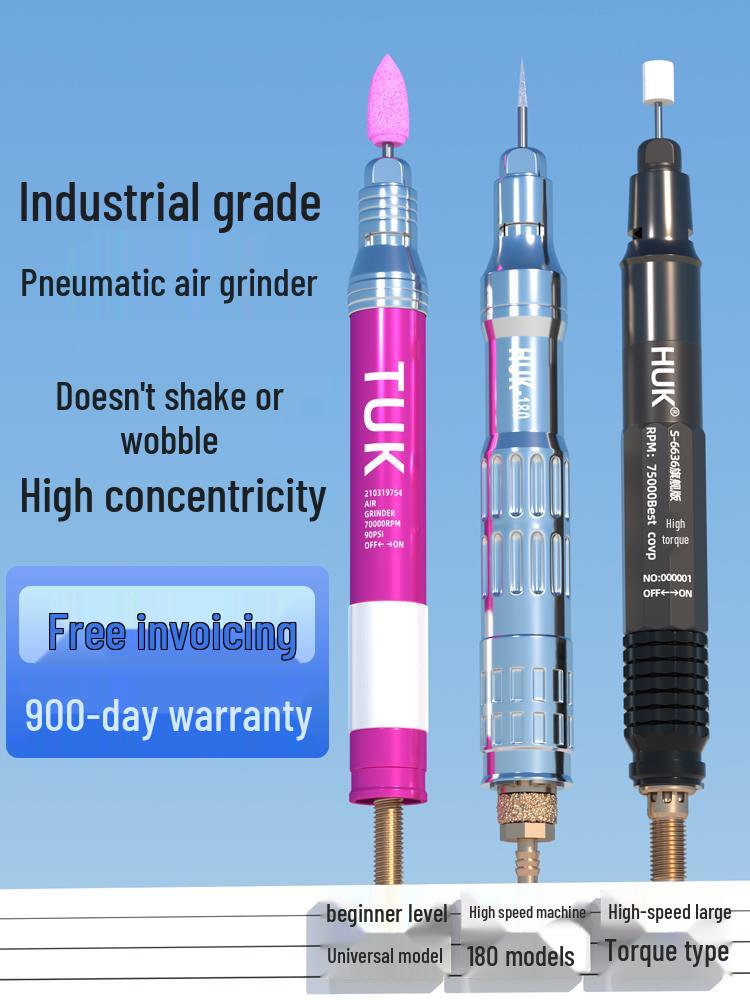 Industrial Grade Pneumatic Sander and Polisher Pen - Stainless Steel 3m Handle, Compact for Sanding, Polishing, Engraving