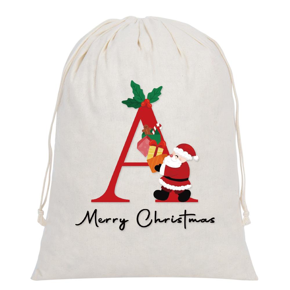 5pcs Large Letter Drawstring Bag Cloth Bag Party Festival Supplies Bag Christmas Gift Bag Santa Claus Bag