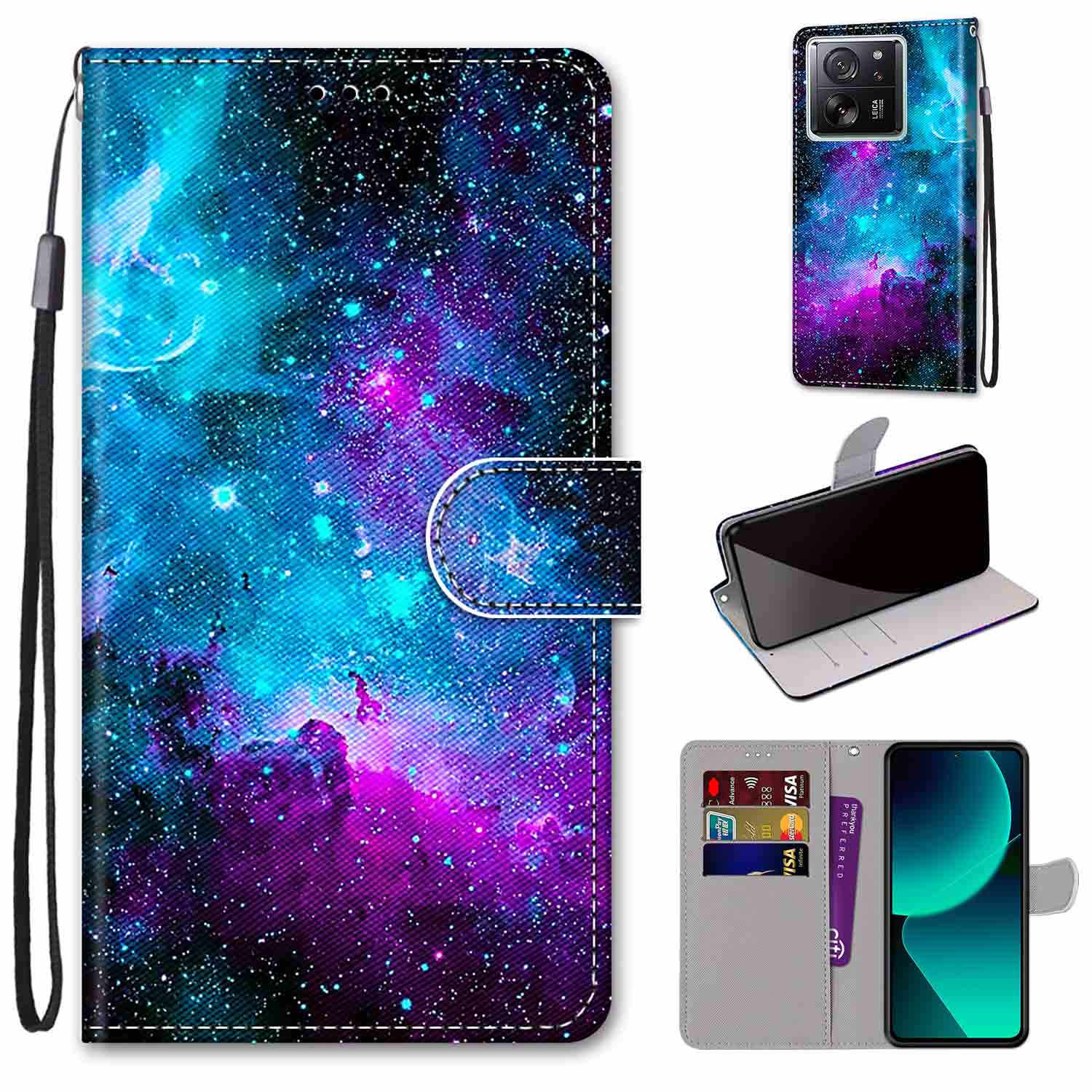 

Модный расписной узорный чехол-книжка с ремешком для iPhone Samsung Huawei Honor Xiaomi Redmi OPPO Realme Moto Asus Huawei P Smart Z