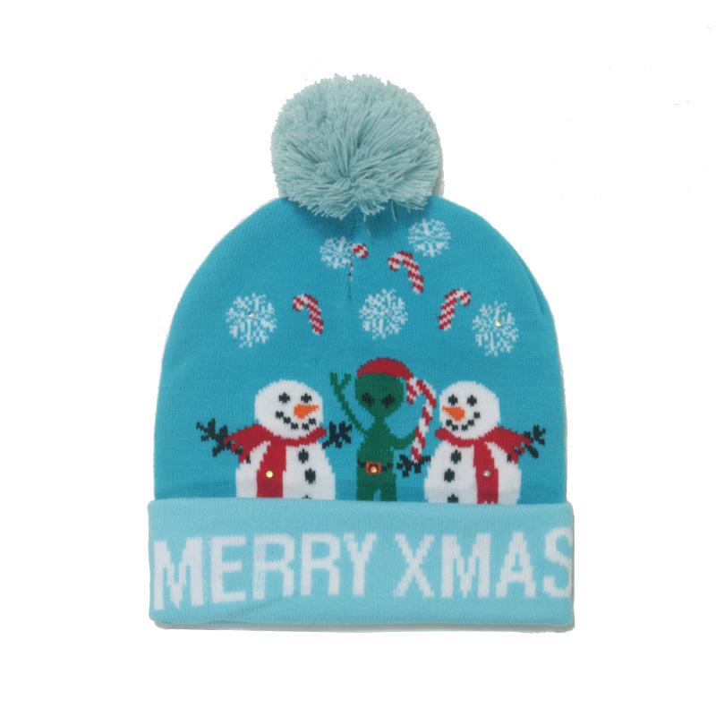 2025 autumn and winter new knitted hat Christmas holiday party LED light Christmas hat
