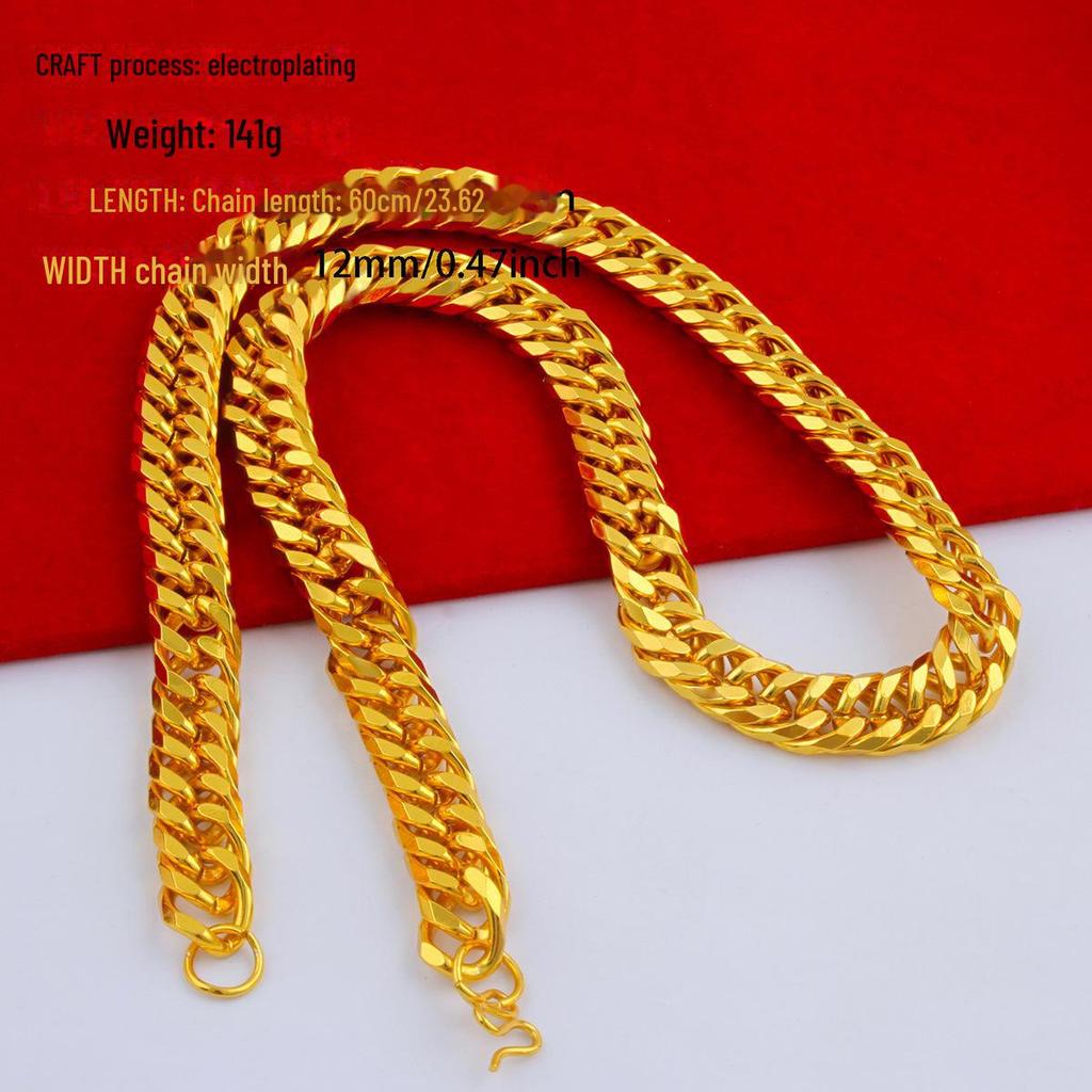 Men's Alloy Gold-Tone Necklace – Bold, Durable, Street Style Accessory