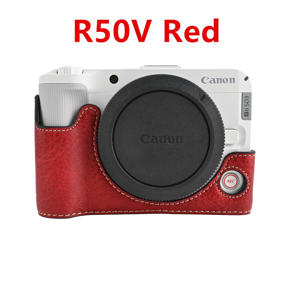 Camera Half Case for Canon EOS R50V R50 R10 200D 200DII PowerShot V1 SX70HS Bottom Battery Opening Cover PU Leather