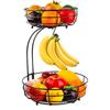 Popular Double-layer Fruit Basket Restaurant Storage Rack Fruit Plate Metal Basket Shelf Removable Fruit Basket
