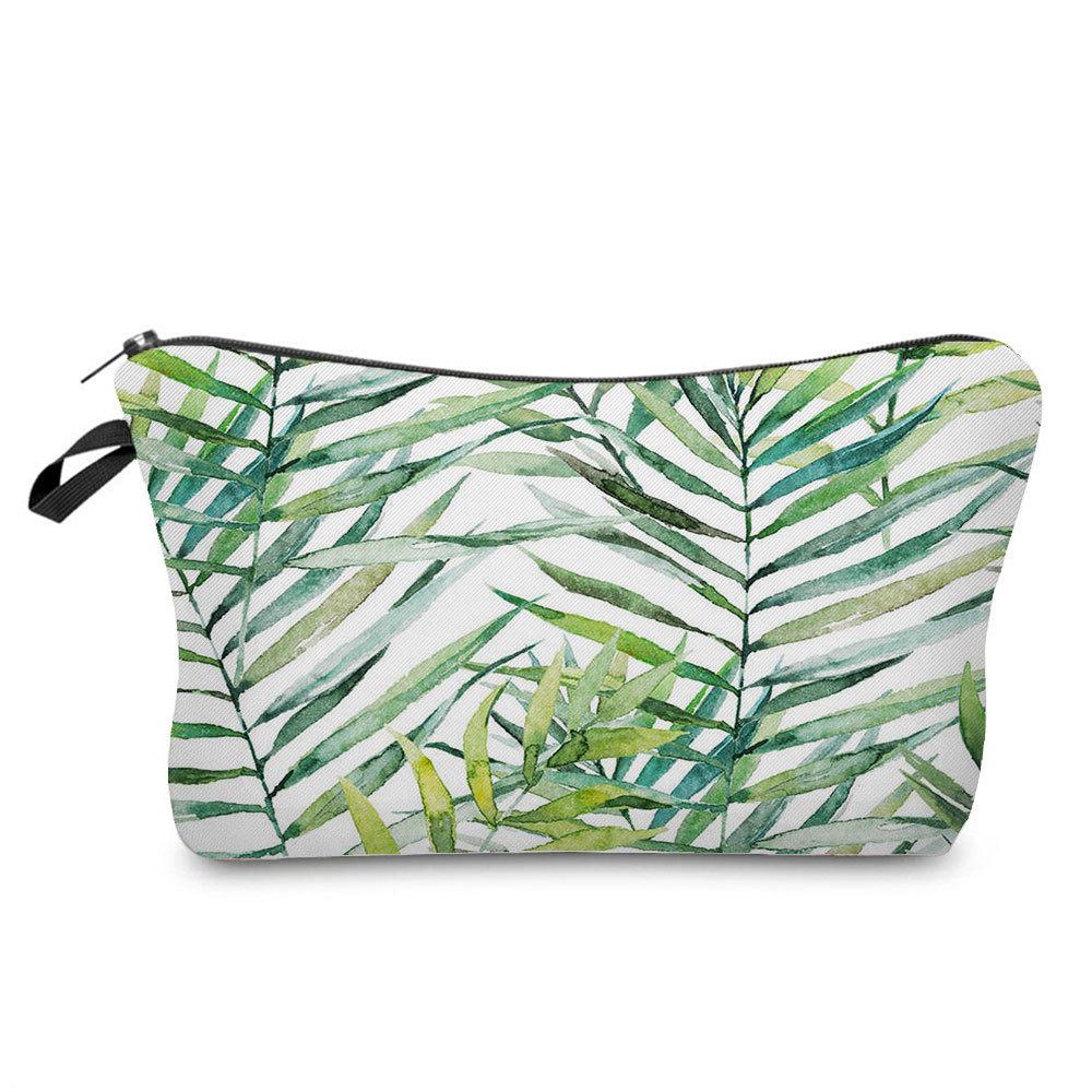 Damen Pflanzenmuster Kosmetiktasche Toilettenartikel Organizer Reiseaufbewahrungstasche 6871