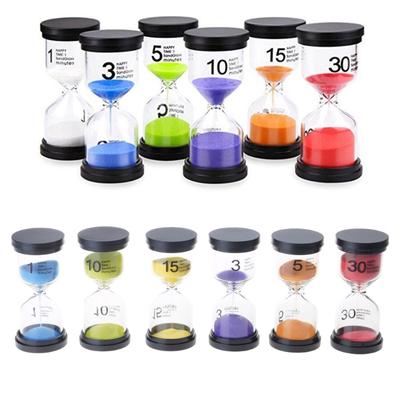 Juego de 6 Piezas Reloj de Arena 1-3-5-10-15-30 Minutos Temporizador de Arena Reloj de Arena Adorno de Escritorio