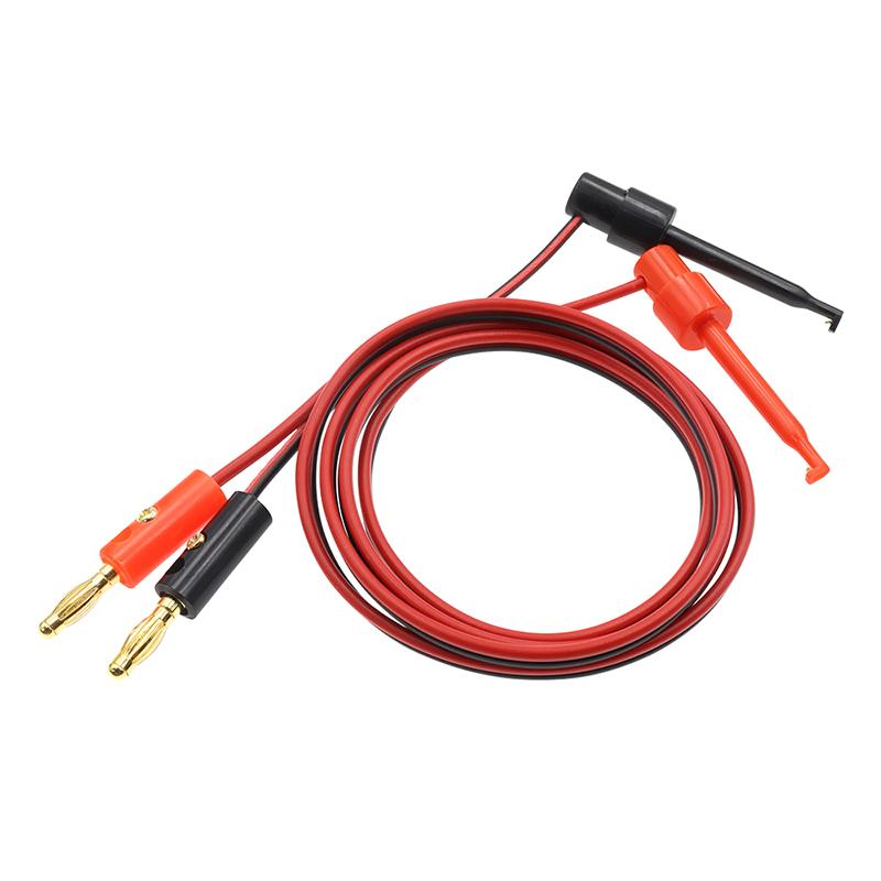 

Premium Gold Plated 4mm Banana Plug to Hook Clip Test Cable, 1M Length for Multimeter, Red and Black