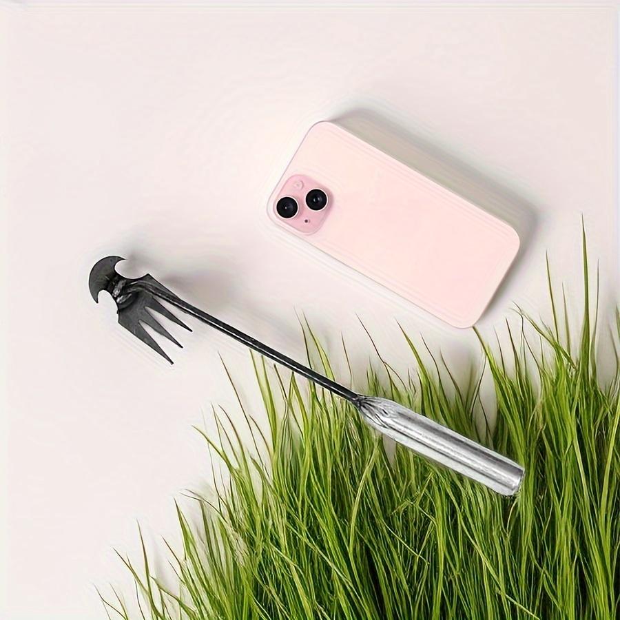 1pc Small Weed Puller With 4 Teeth, Gardening Hand Tools, Weed Remover Tool For Yard Ergonomic Weeder Tool (The Handle Can Be Lengthened By Yourself)