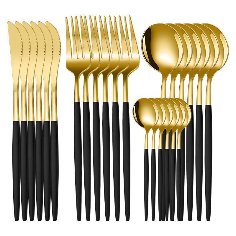 2025 Stainless Steel 24-Piece Cutlery Set for Hotels & Restaurants: Steak Knife, Fork & Spoon