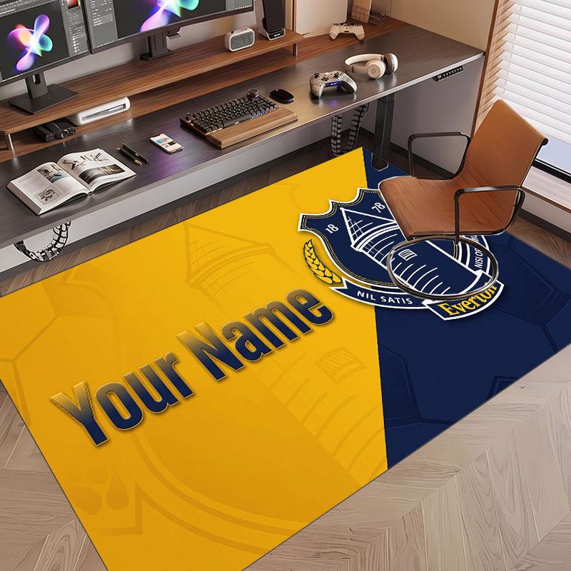 Custom Rug Everton FC Pattern Print Name Text Soft Non‑Slip Floor Carpet for Home Indoor Decoration