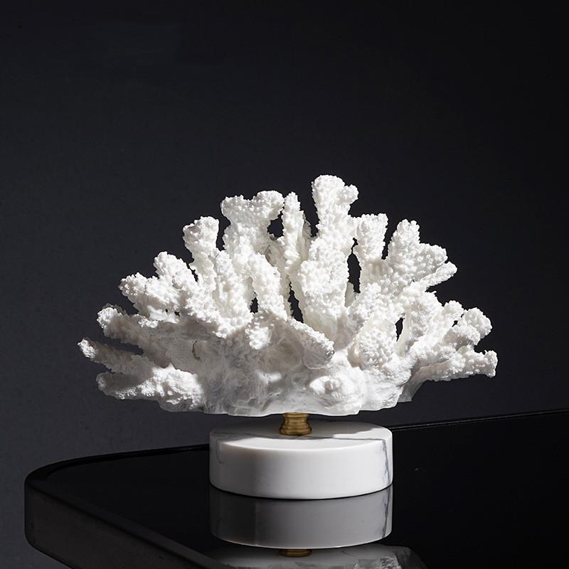 Simulated Resin Coral Sculpture, Home Decoration, Metal Marble Base, Coral Model Statue, Living Room Decoration Ornaments