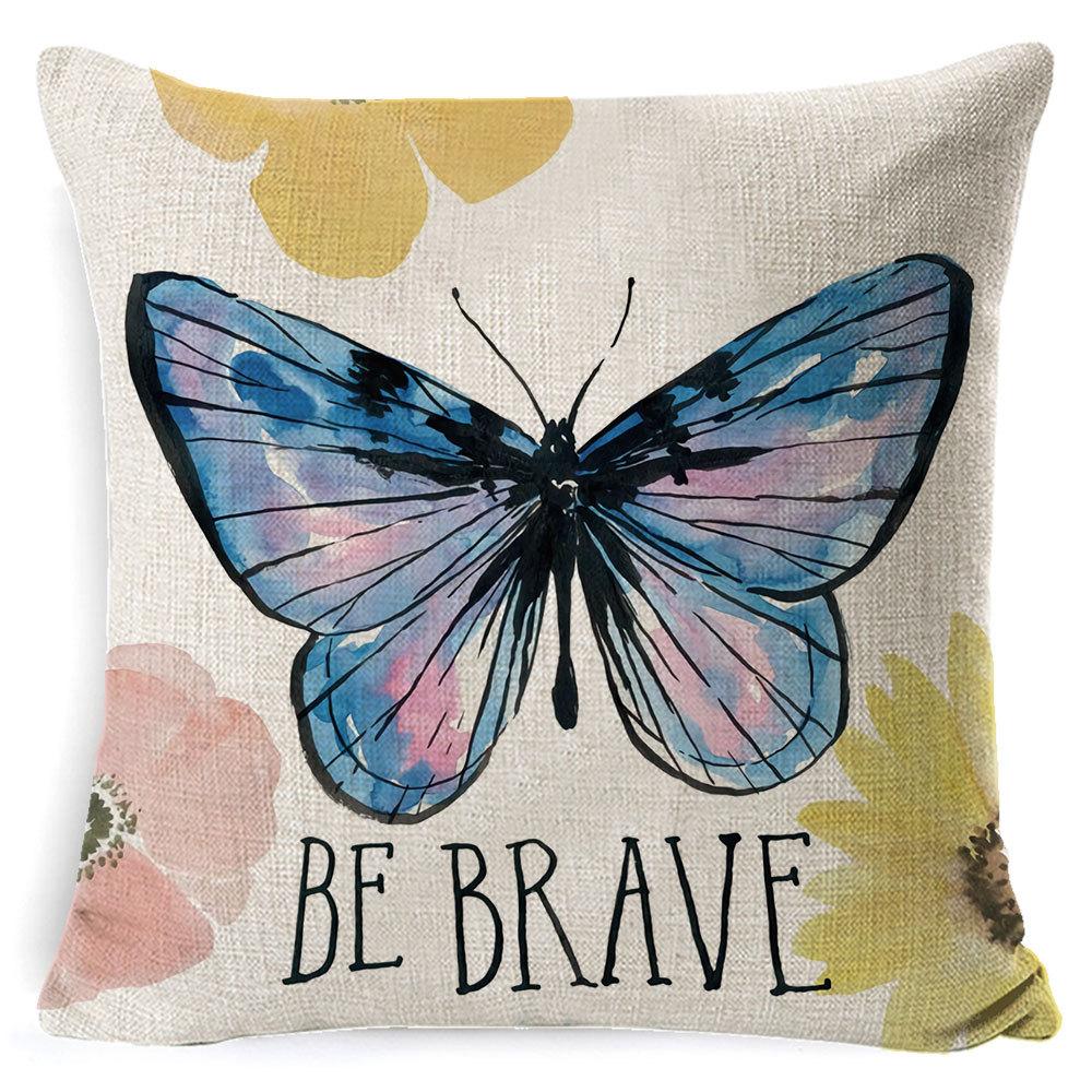 Village Style Rural Flower And Bird Sofa Pillow Cover Linen Spring Cushion Cover Car Waist Backrest Cover