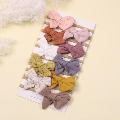 10-Piece Soft Nylon Seamless Baby Hair Bands: Pure Cotton Embroidered Accessories