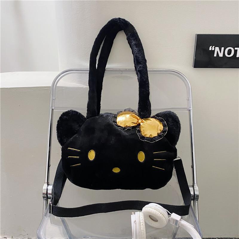 Cute Soft Cute Girl Doll Shoulder Bag Tote Bag Internet Celebrity Kitty Cat Plush Plus Tote Bag Plush Bag