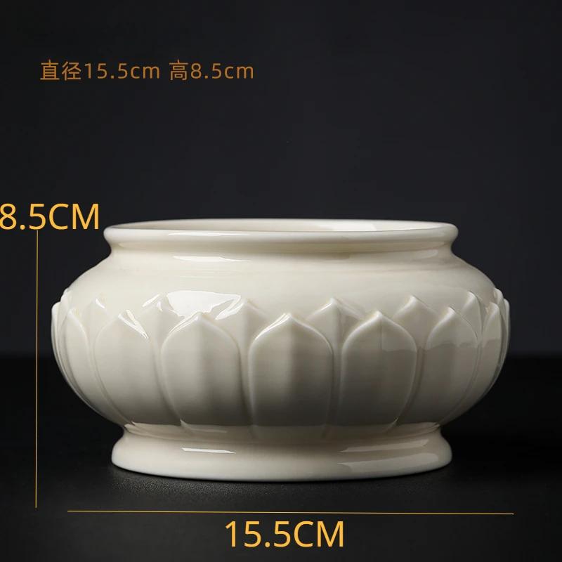 New Chinese Creative Ceramic Lotus Incense Stove for Buddhist Household, Ancestral Hall, and Buddhist Utensils feng shui