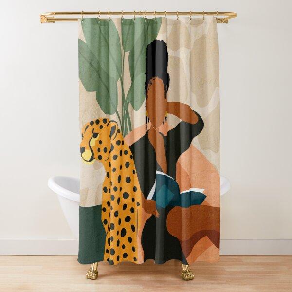 Leopard Print Shower Curtain Brown Bathroom Curtain Wild Safari Animal Powerful Bathroom Set For Men Panthera Bathroom Decor Set