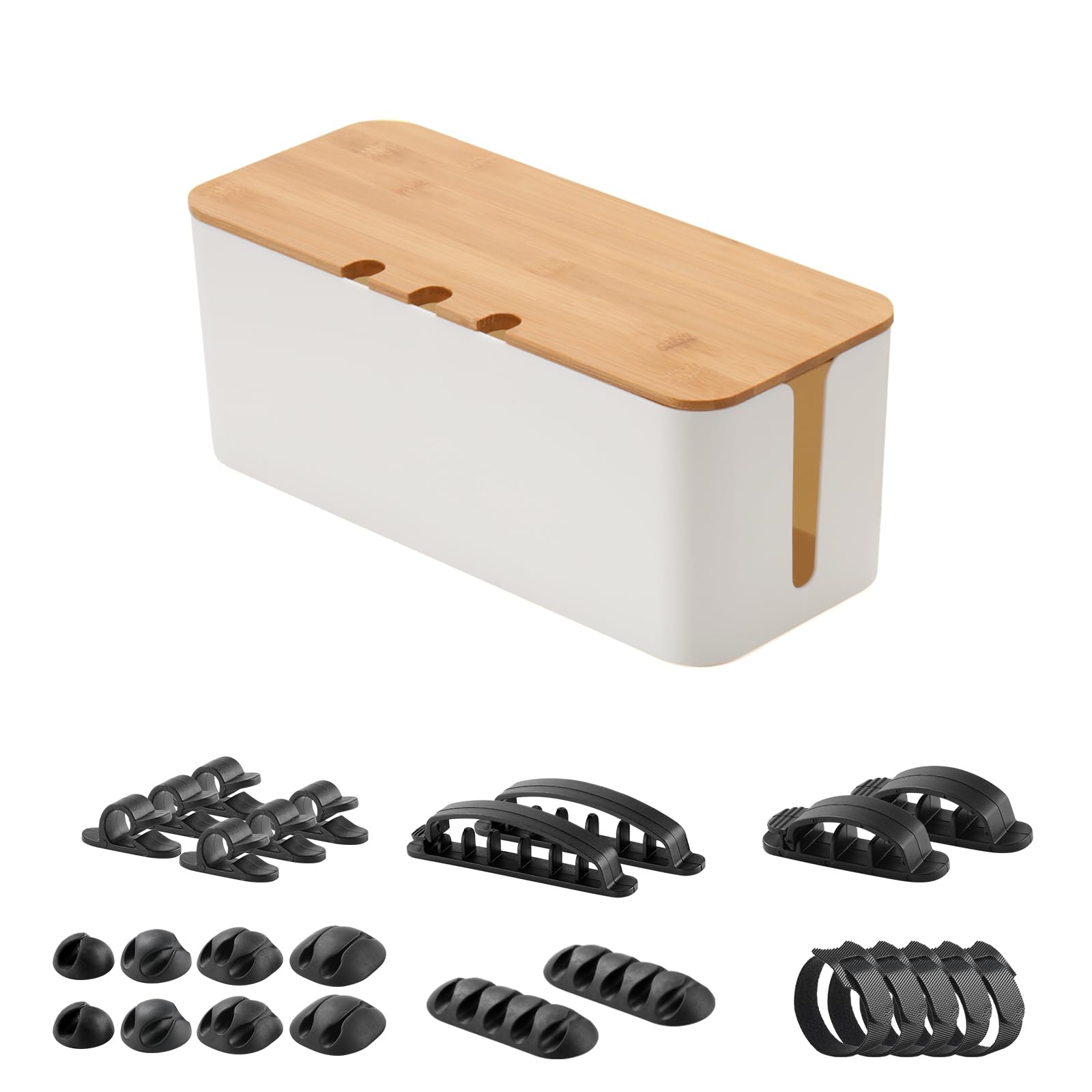 

Cable Box, Power Strip, Outlet Concealer, Wiring Box, Cord Case, Organizer, Charging Cable Storage, Cord Management, Includes 20 Cable Holders and 5