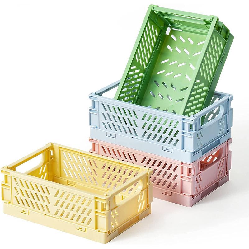 Kell Plastic Baskets Stackable Organizer Pantry Storage Bins Folding Containers Crate