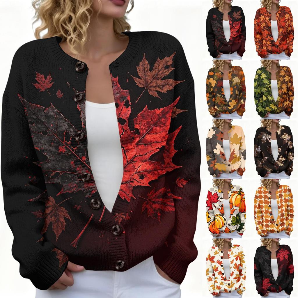 Women's Fashion Halloween Knit Cardigan Button Down Sweater Top for Fall Party and Everyday Wear