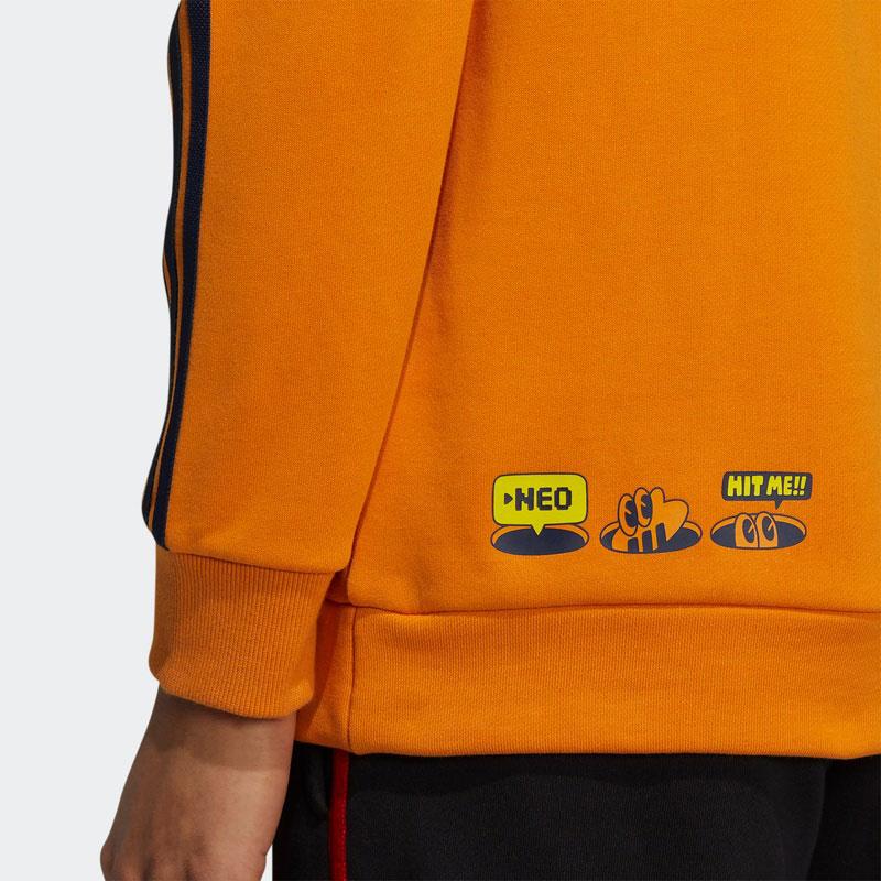 Adidas Neo Cartoon Letter Print Stripe Pattern Hoodie Men Hoodie Yellow HA2250