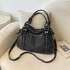 Vintage Denim Handbag with Braided Details Large Capacity Shoulder Crossbody Bag for Women
