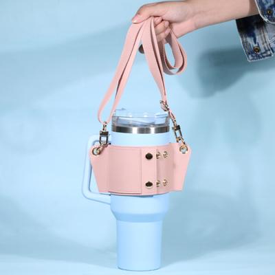 Water Bottle Holder with Adjustable Strap Firm Sticthing Great Load Bearing Faux Leather Tumbler Crossbody Underarm Water Bottle Carrier Water Bottle