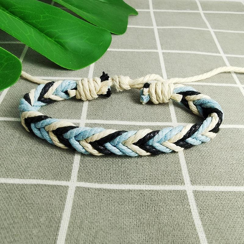 Unisex Cotton  Linen Retro 3-Color Hand-Woven Adjustable Bracelet