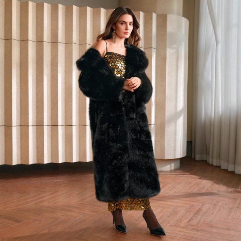 Xiyin's New Autumn and Winter Fashion Fluffy Long Coat Imitation Fox Hair Fluffy Parka Coat